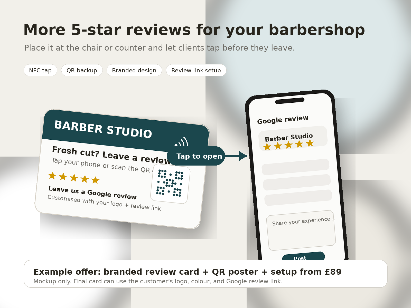 Barber review card mockup