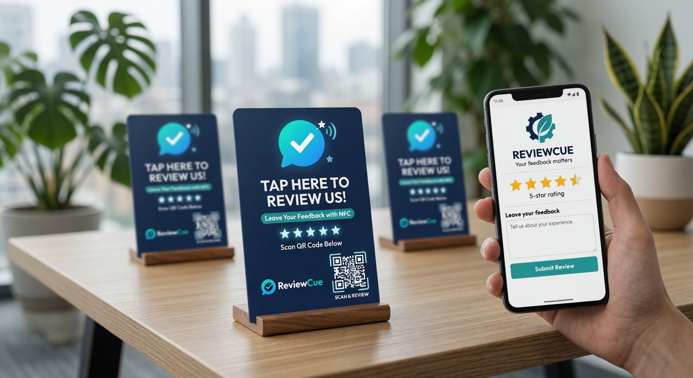 Custom-branded NFC review card designed for a Leeds business