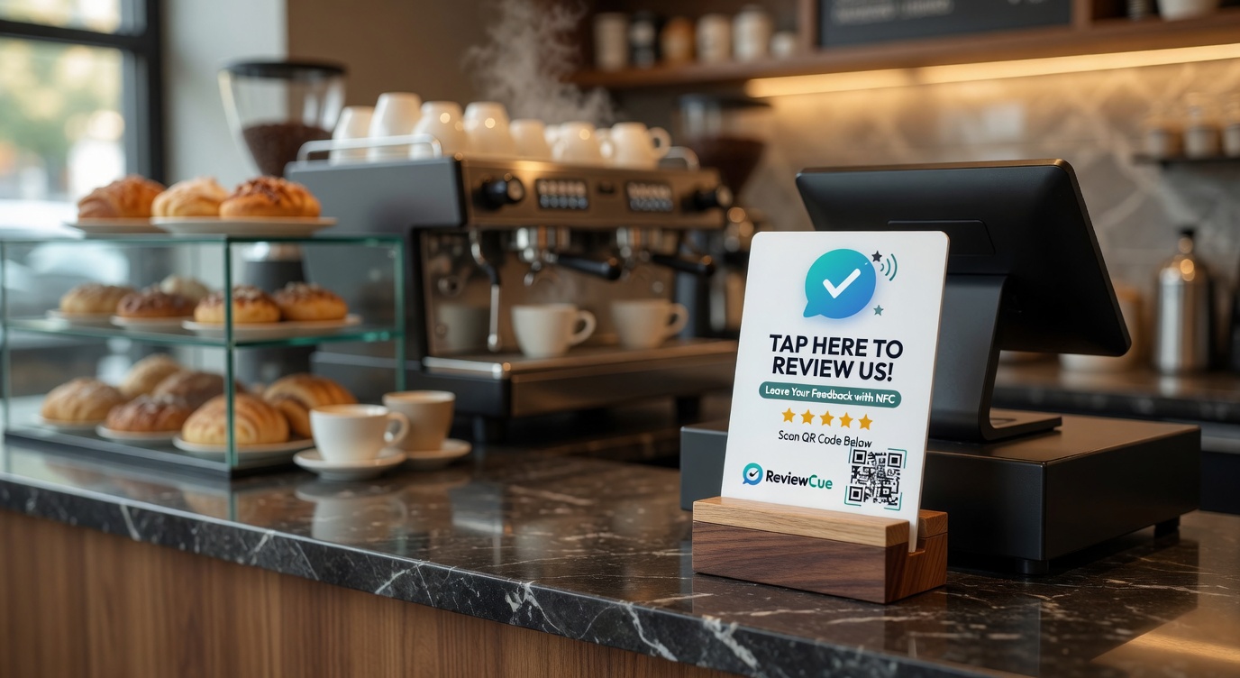 White-label NFC review card pre-programmed for Google, Trustpilot or Tripadvisor